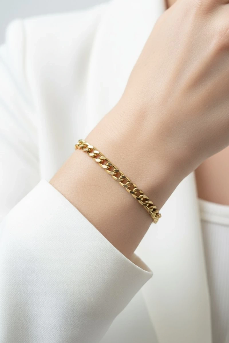 Ezik Bağlı Model Gold Altın Kaplama Bileklik