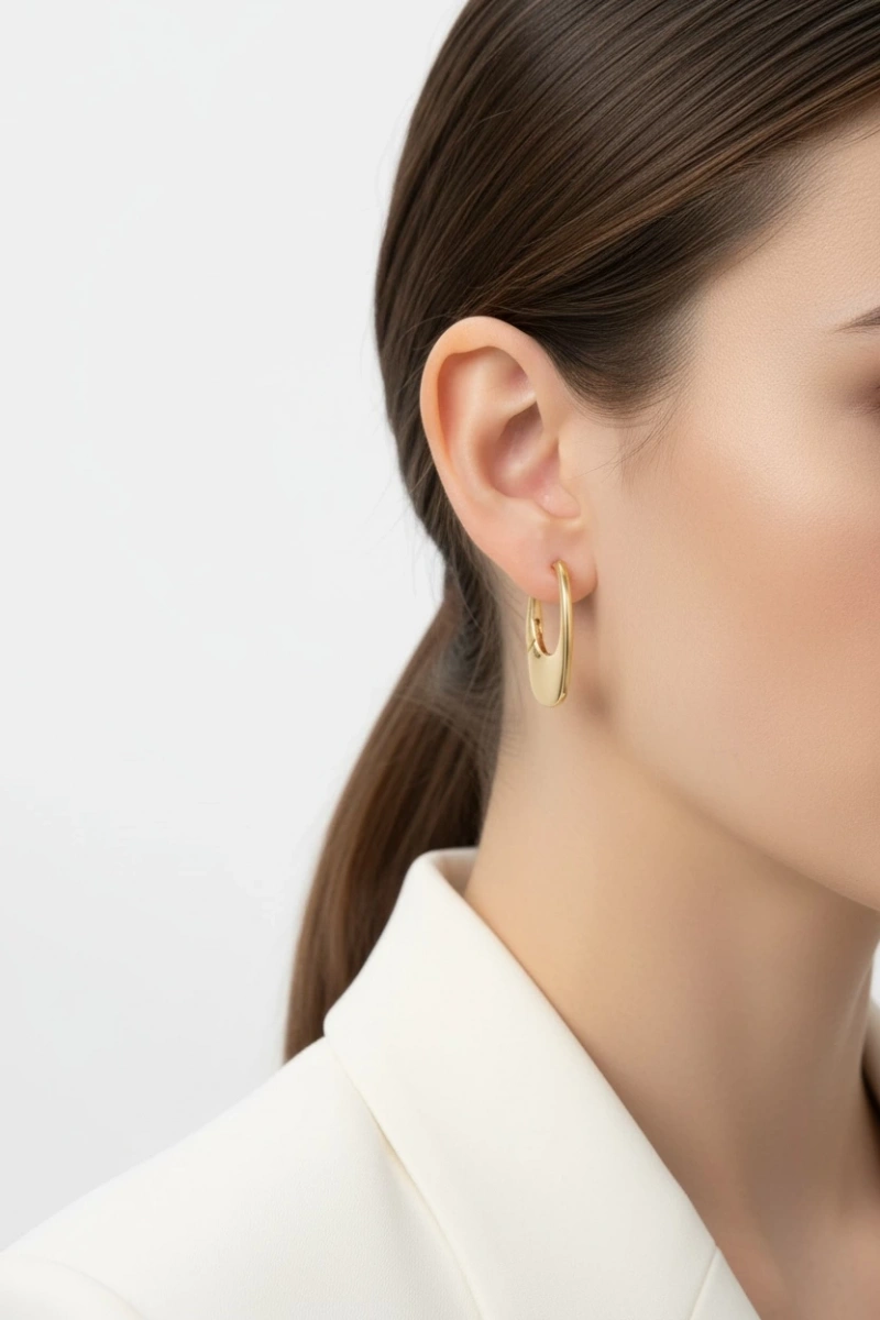 Avena Model Gold Altın Kaplama Küpe