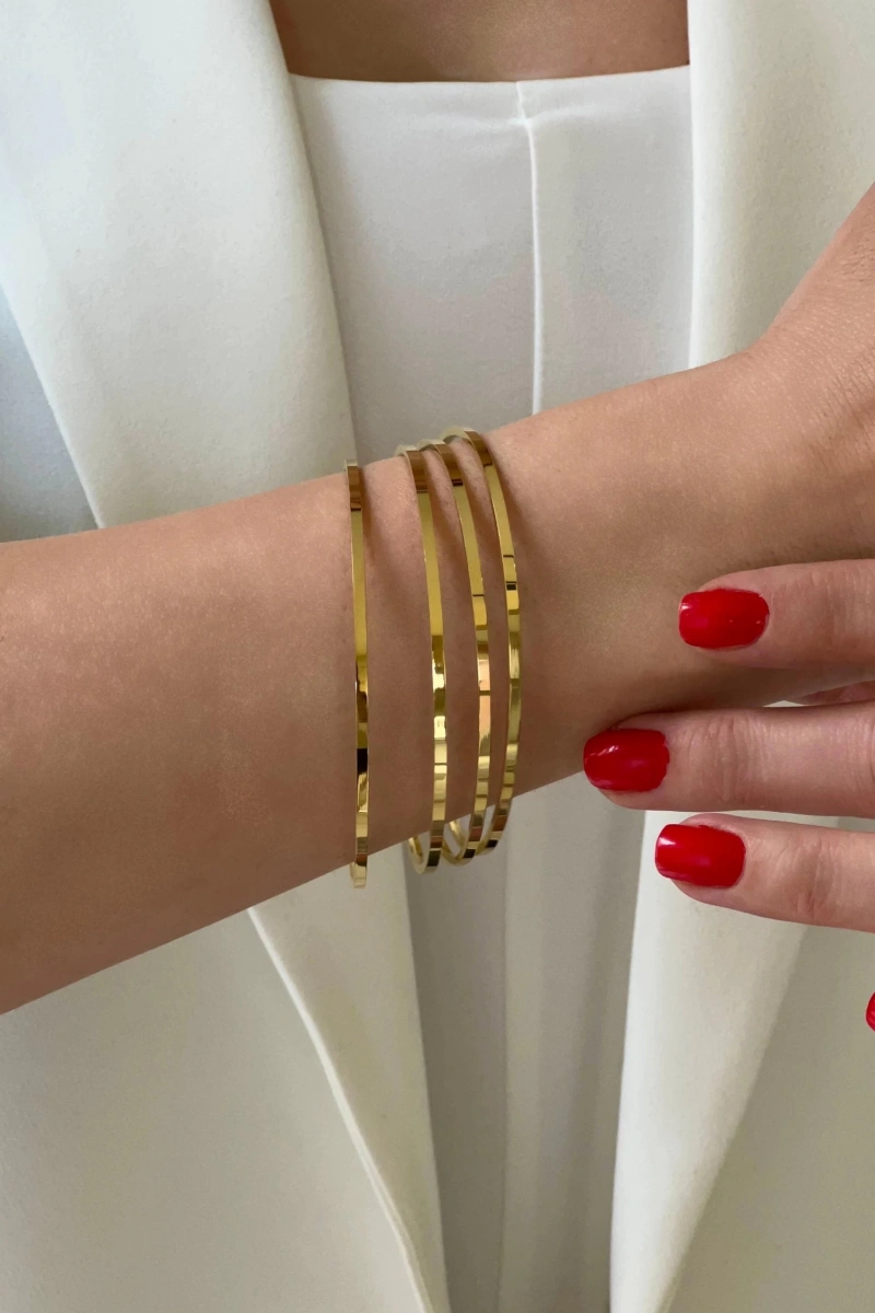 Dörtlü Ajda Model Gold Altın Kaplama Bilezik