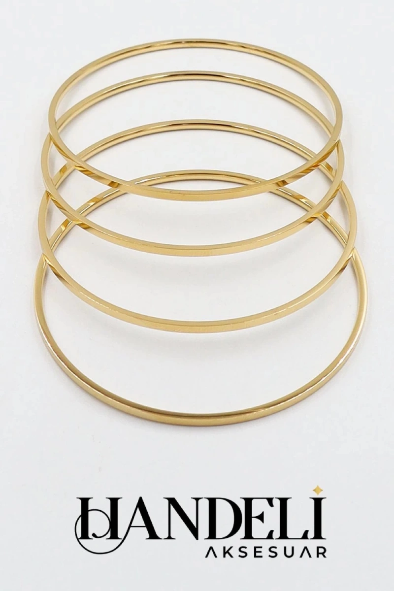 Dörtlü Ajda Model Gold Altın Kaplama Bilezik