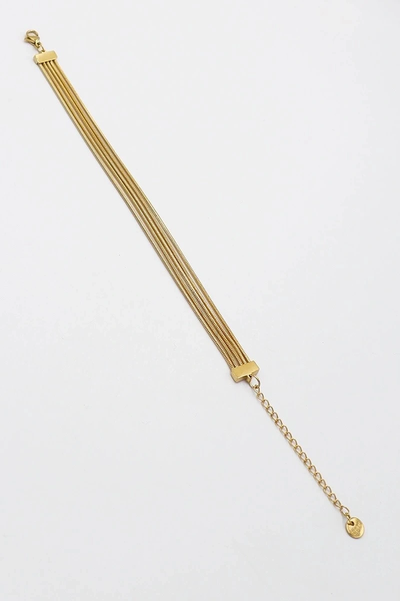 Beş Sıra Boru Model Gold Altın Kaplama Çelik Bileklik