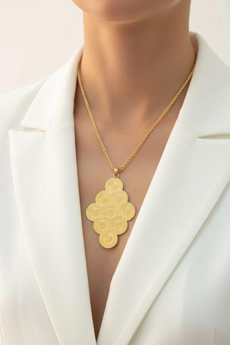 Çoklu Çeyrek Model Gold Altın Kaplama Kolye