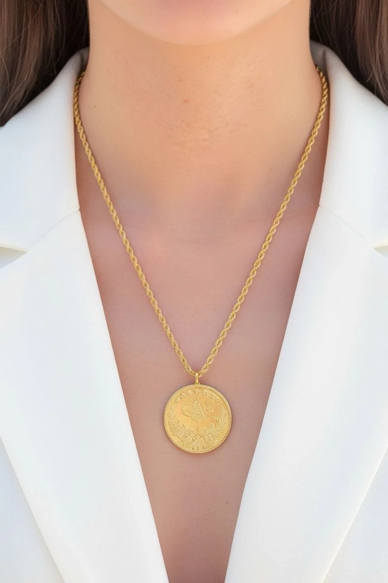 5li Reşat Model Gold Altın Kaplama Kolye