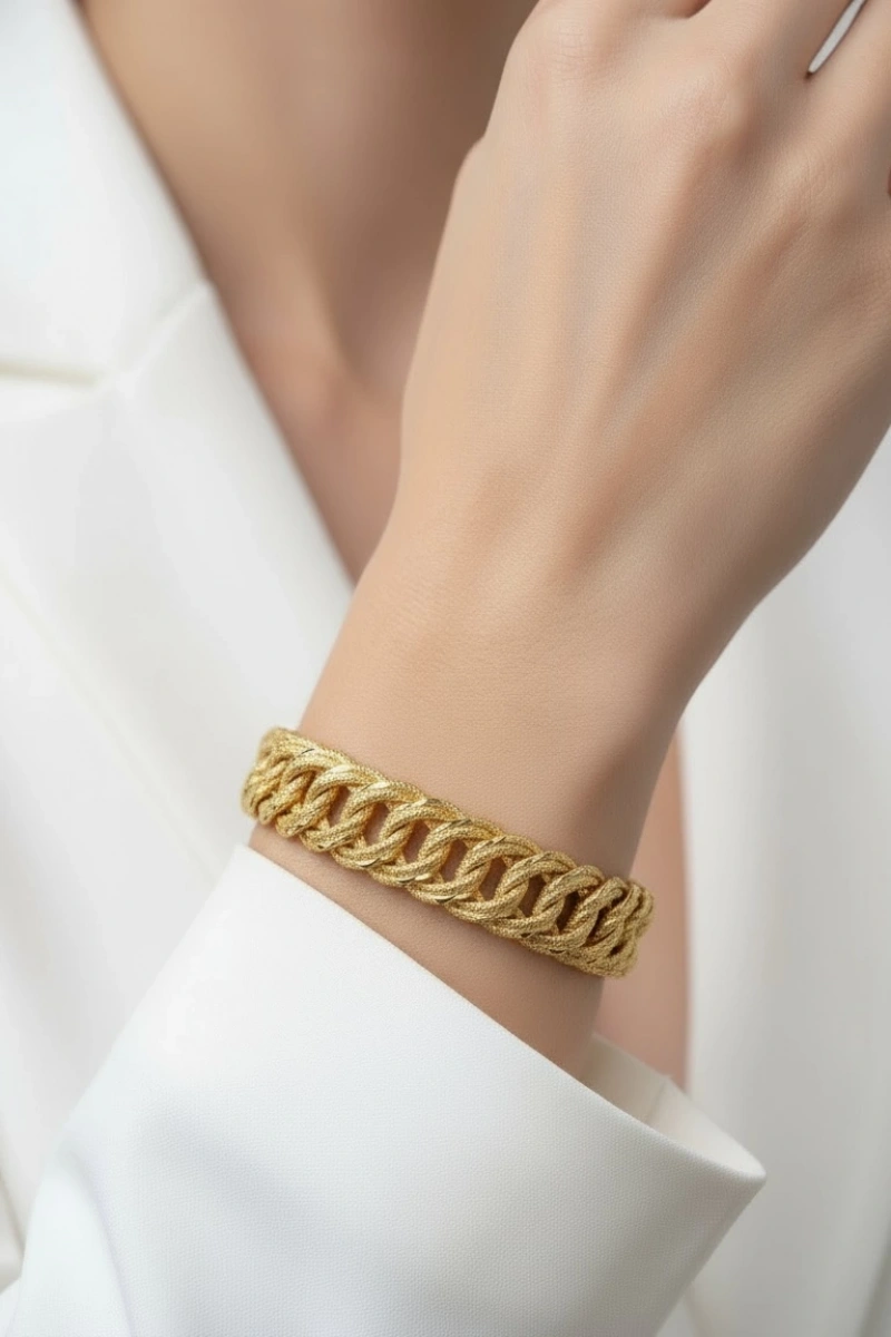 Samanyolu Detay Sim Model Gold Altın Kaplama Kuyum Bileklik