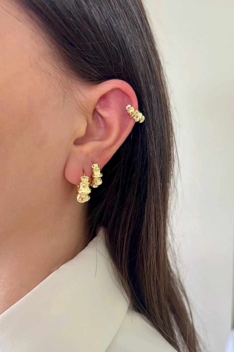 Sarma Model Altılı Gold Altın Kaplama Çoklu Küpe