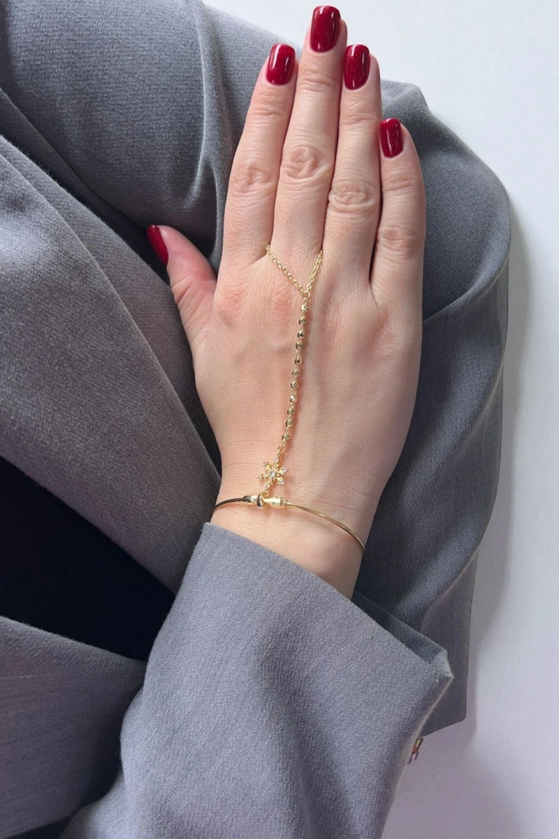 Yay Model Dorika Kar Tanesi Detay Gold Altın Kaplama Şahmeran