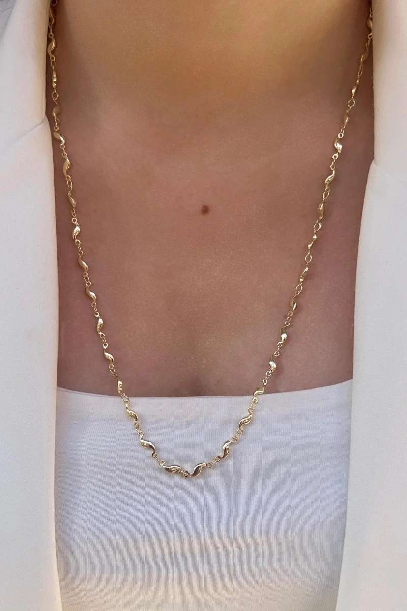 Sıralı Damla Model Gold Altın Kaplama Kolye