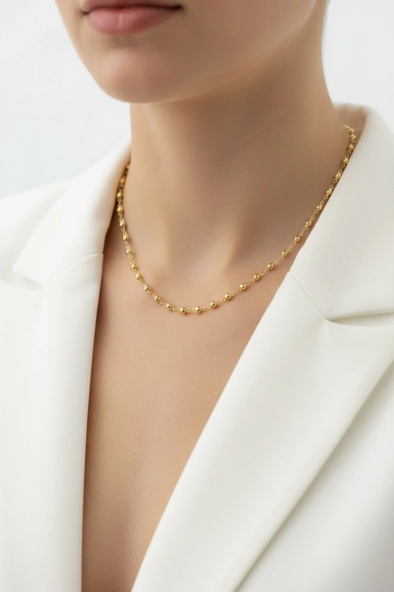 Sıralı Dorika Model Gold Altın Kaplama Kolye