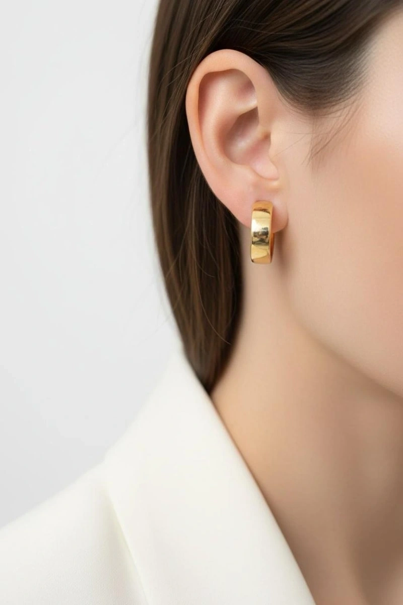 Solar Model Gold Altın Kaplama Küpe