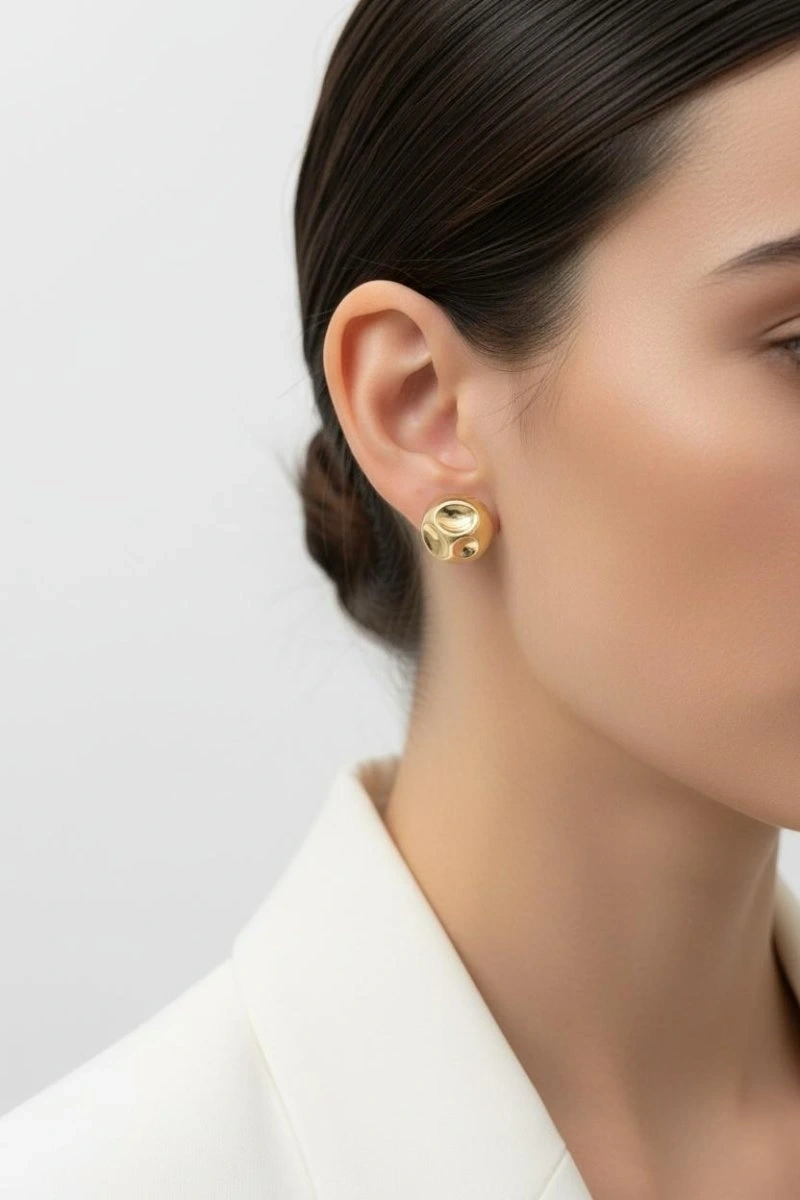 Eclipse Model Gold Altın Kaplama Küpe