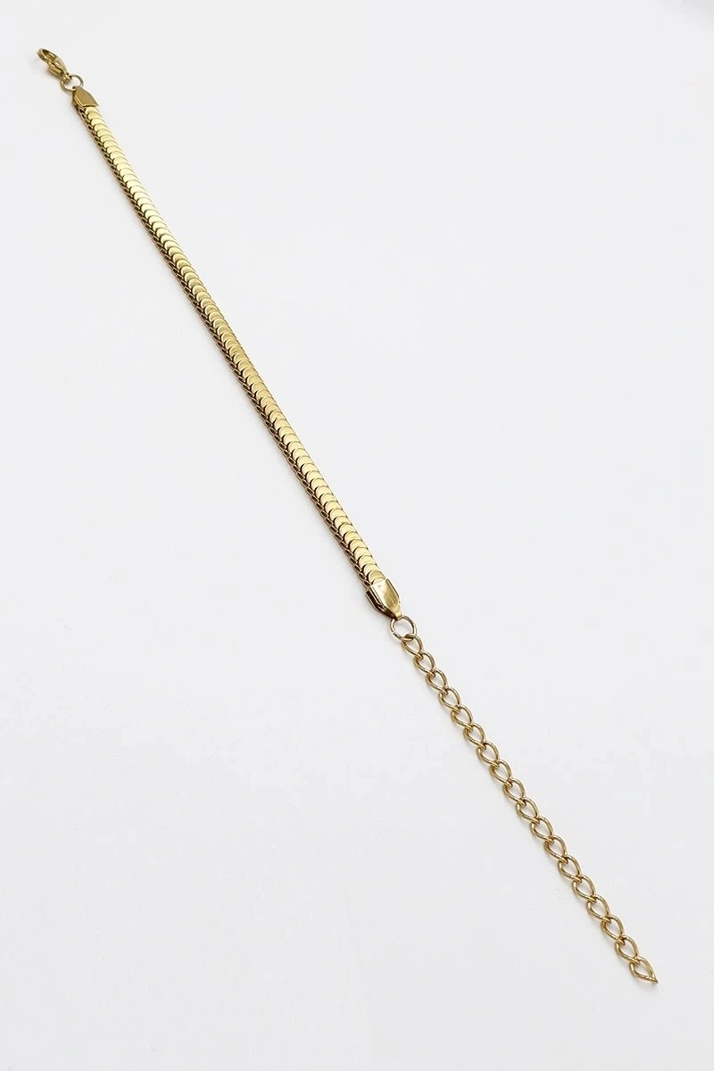 Sıra Pul Detay Gold Altın Kaplama Çelik Bileklik