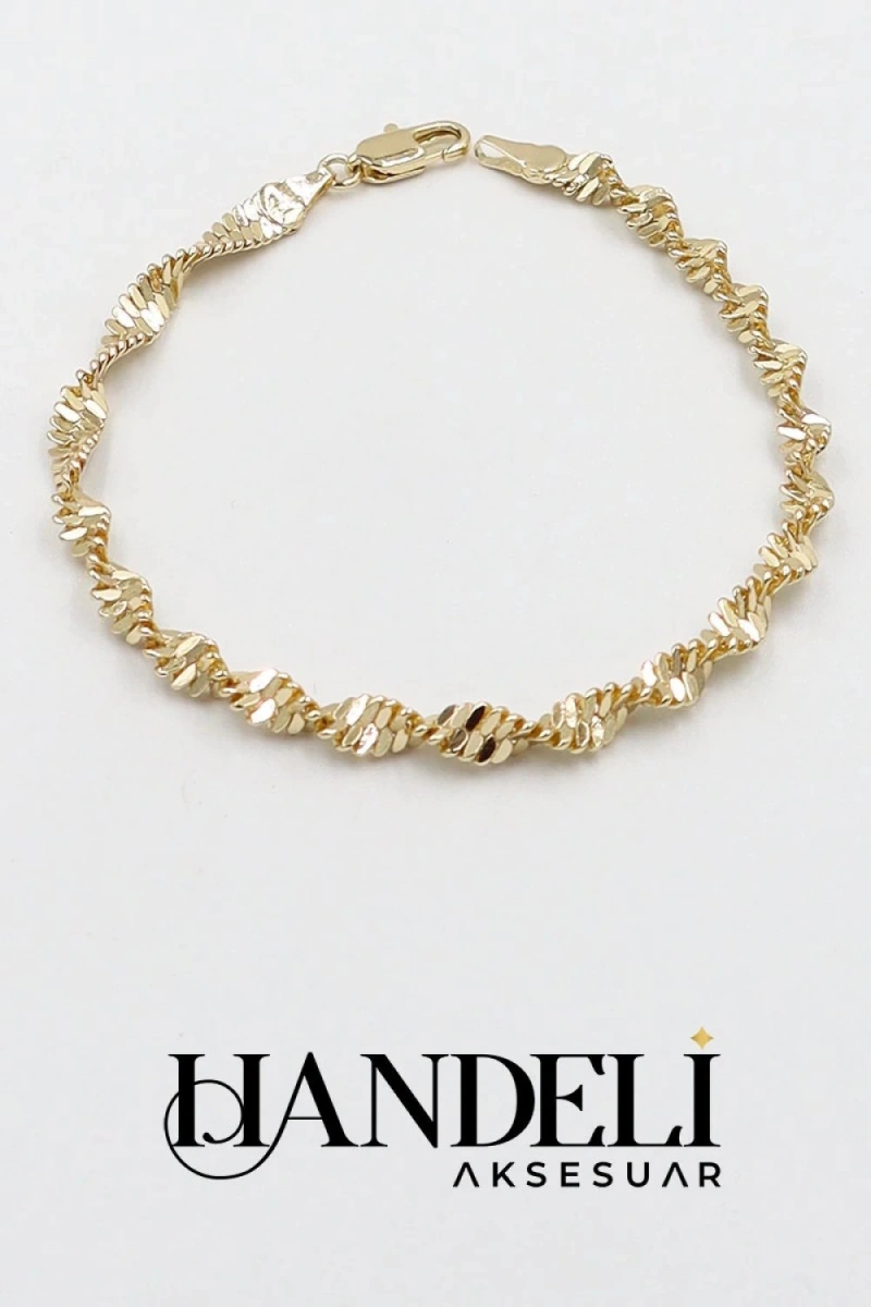 Sarmal Model Gold Altın Kaplama Bileklik