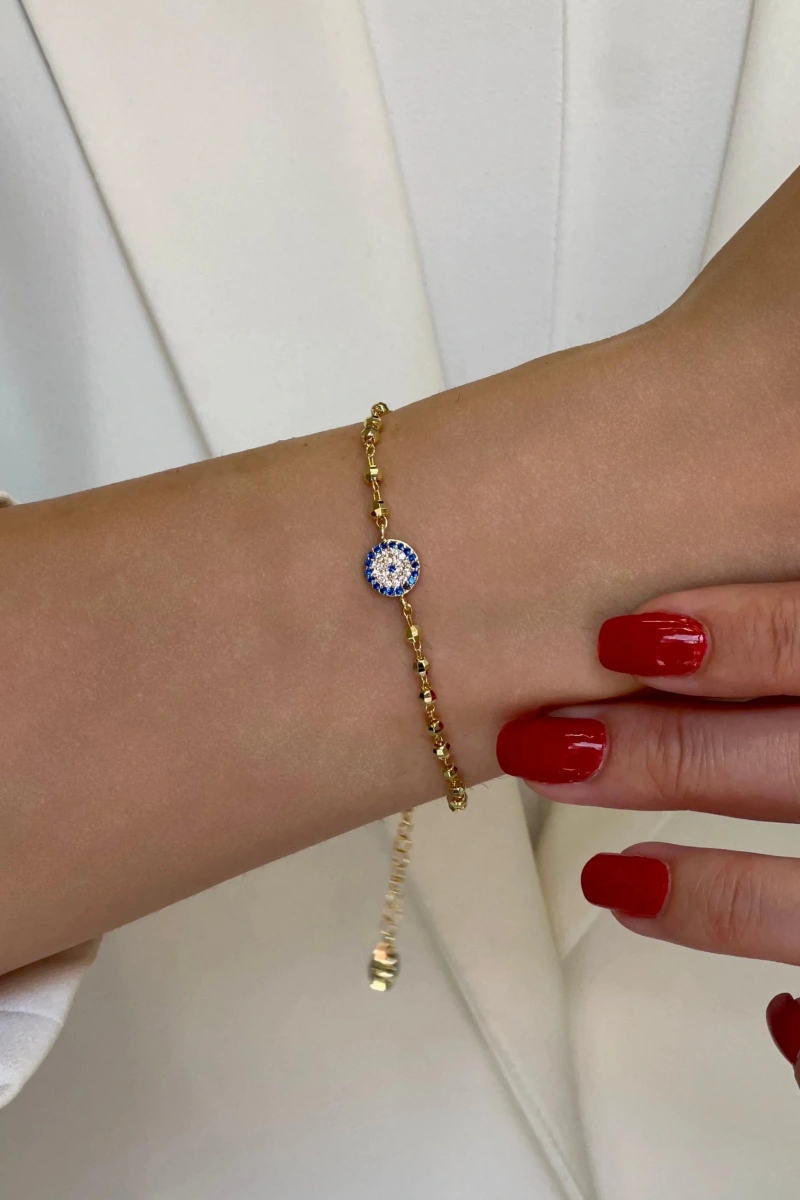 Dorika Zincir Nazar Göz Gold Altın Kaplama Bileklik