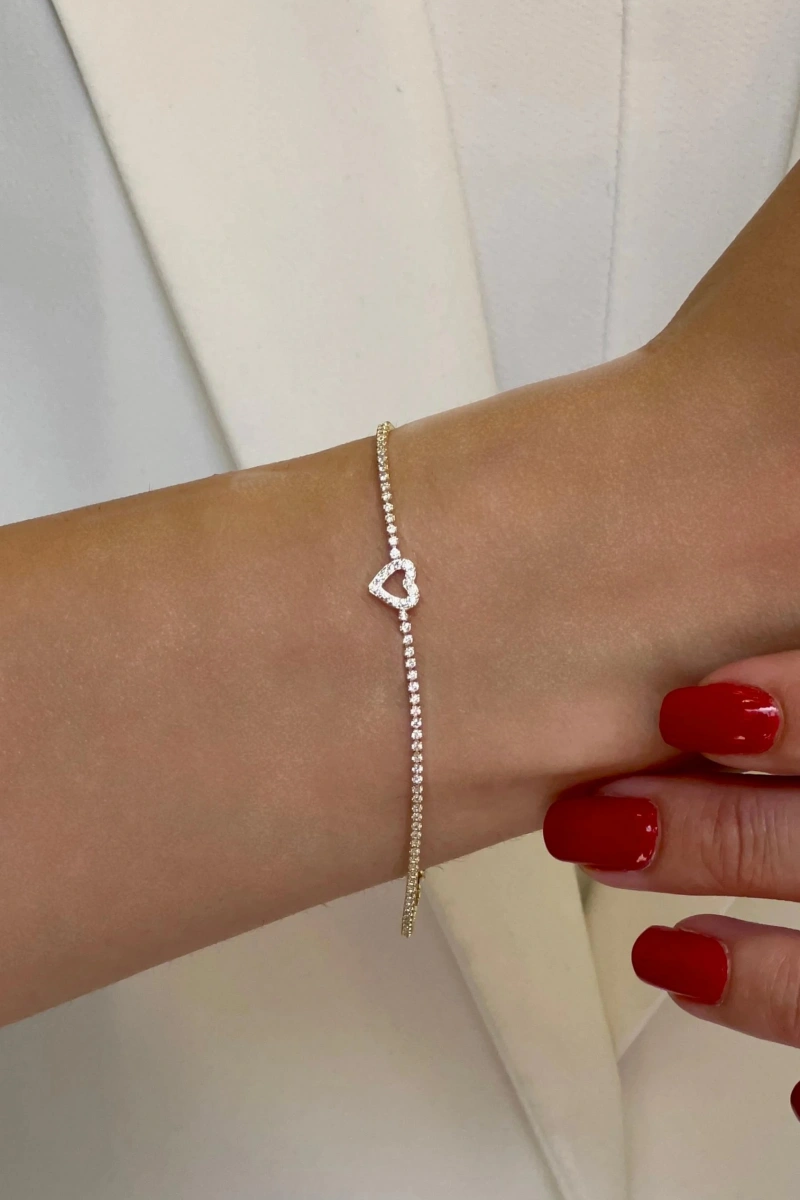 Su Yolu Zincir Boş Kalp Model Gold Altın Kaplama Bileklik