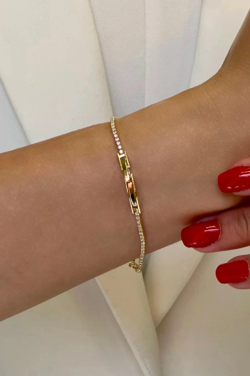 Su Yolu Zincir Boş Kalp Model Gold Altın Kaplama Bileklik