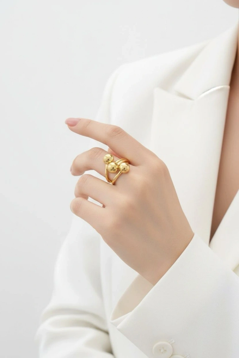 Athena Model Gold Altın Kaplama Ayarlanabilir Yüzük