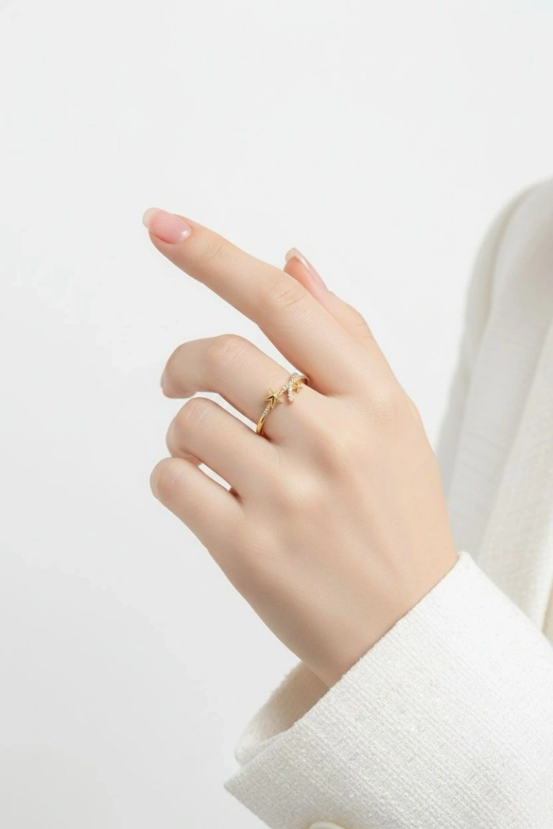 Freya Model Gold Altın Kaplama Ayarlanabilir Yüzük