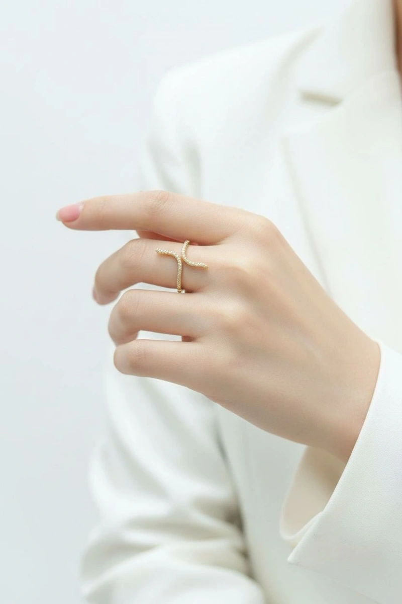 Rhea Model Gold Altın Kaplama Ayarlanabilir Yüzük