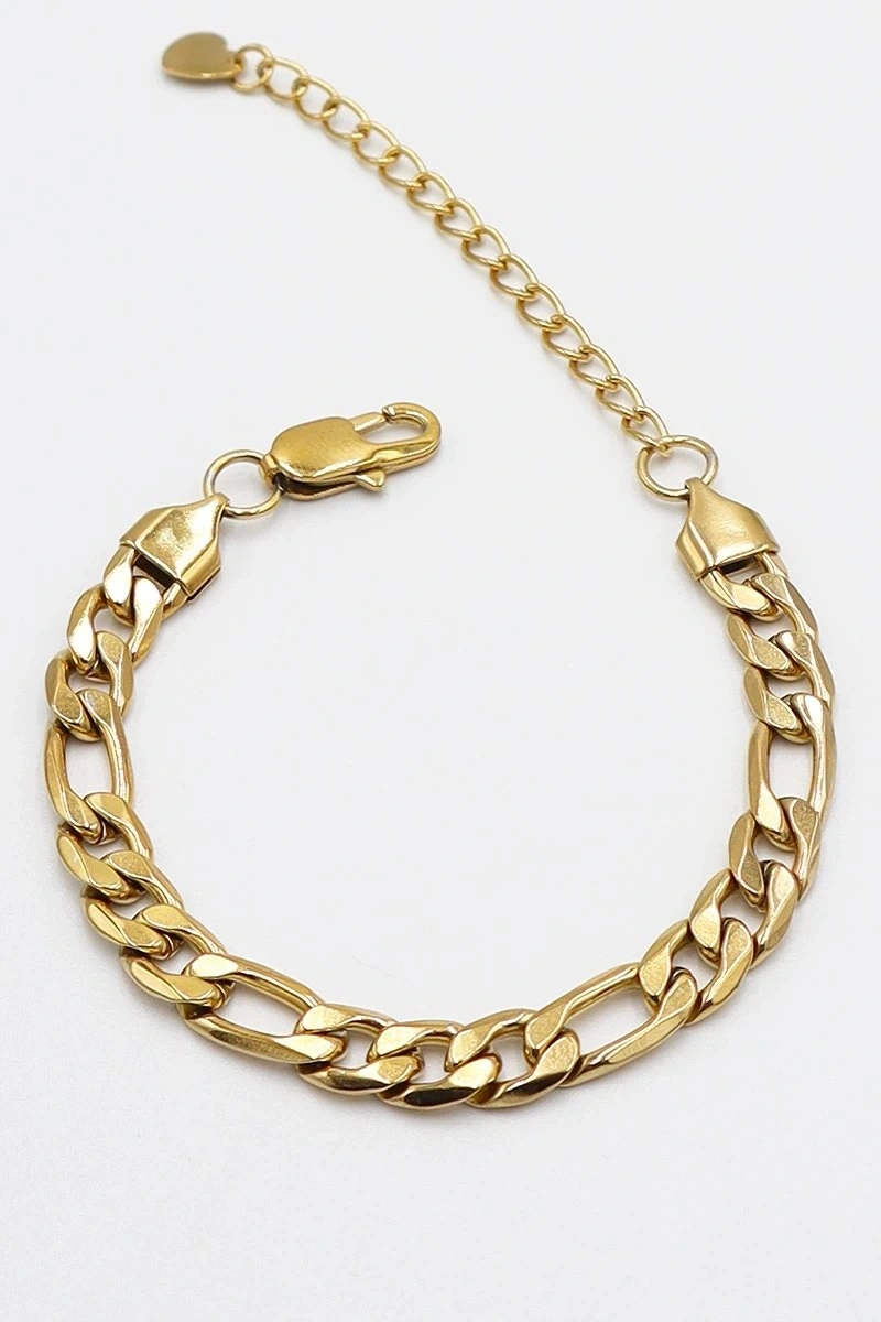 Desensiz Ezik Bağlı Gold Altın Kaplama Çelik Bileklik