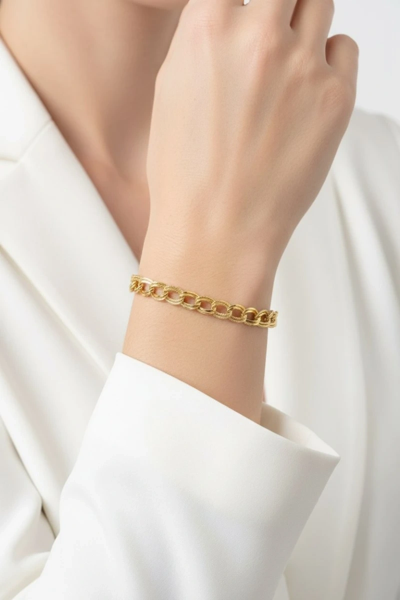 Nokta Desen Samanyolu Model Gold Altın Kaplama Bileklik