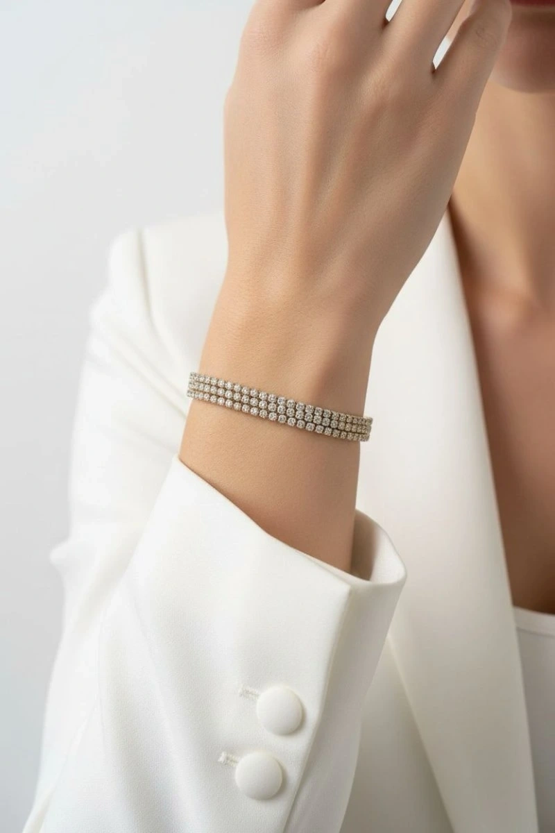 Üç Sıra Su Yolu Model Gold Altın Kaplama Bileklik