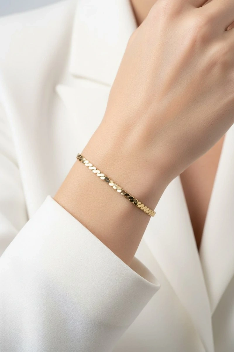 Sarmal Model Düz Gold Altın Kaplama Bileklik