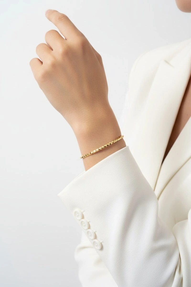 Desenli Gold Altın Kaplama Ajda Bilezik