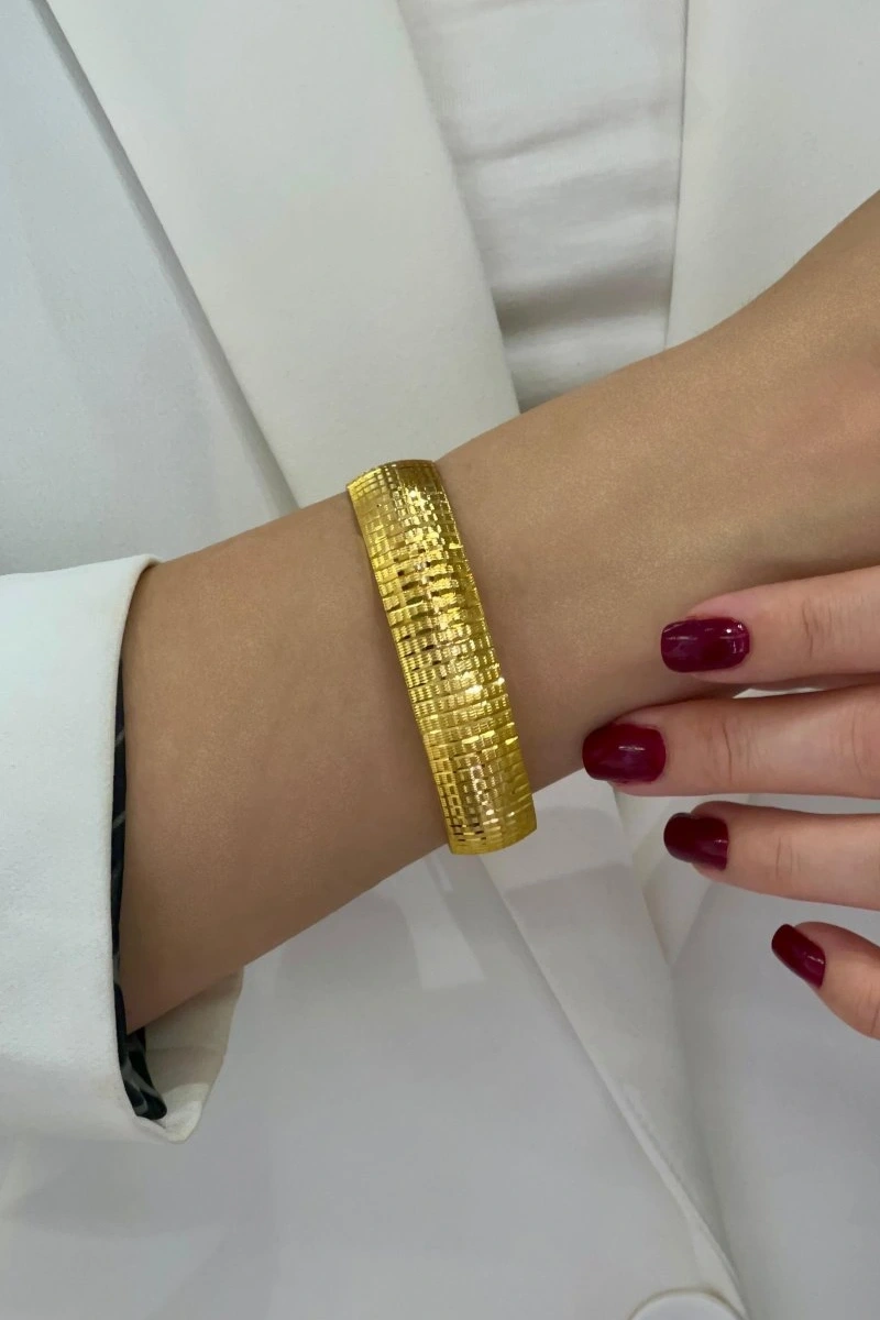 Nokta Desen Gold Altın Kaplama Bilezik