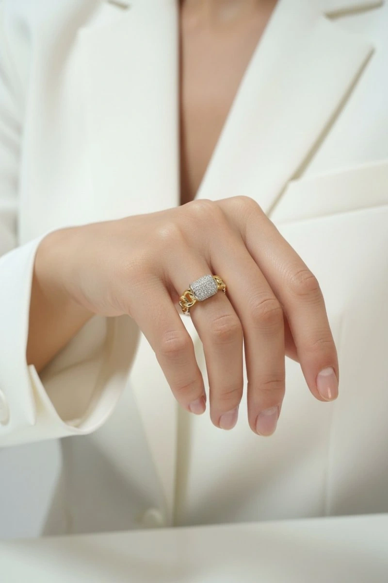 Aurora Işıltısı Model Ayarlanabilir Gold Altın Kaplama Yüzük