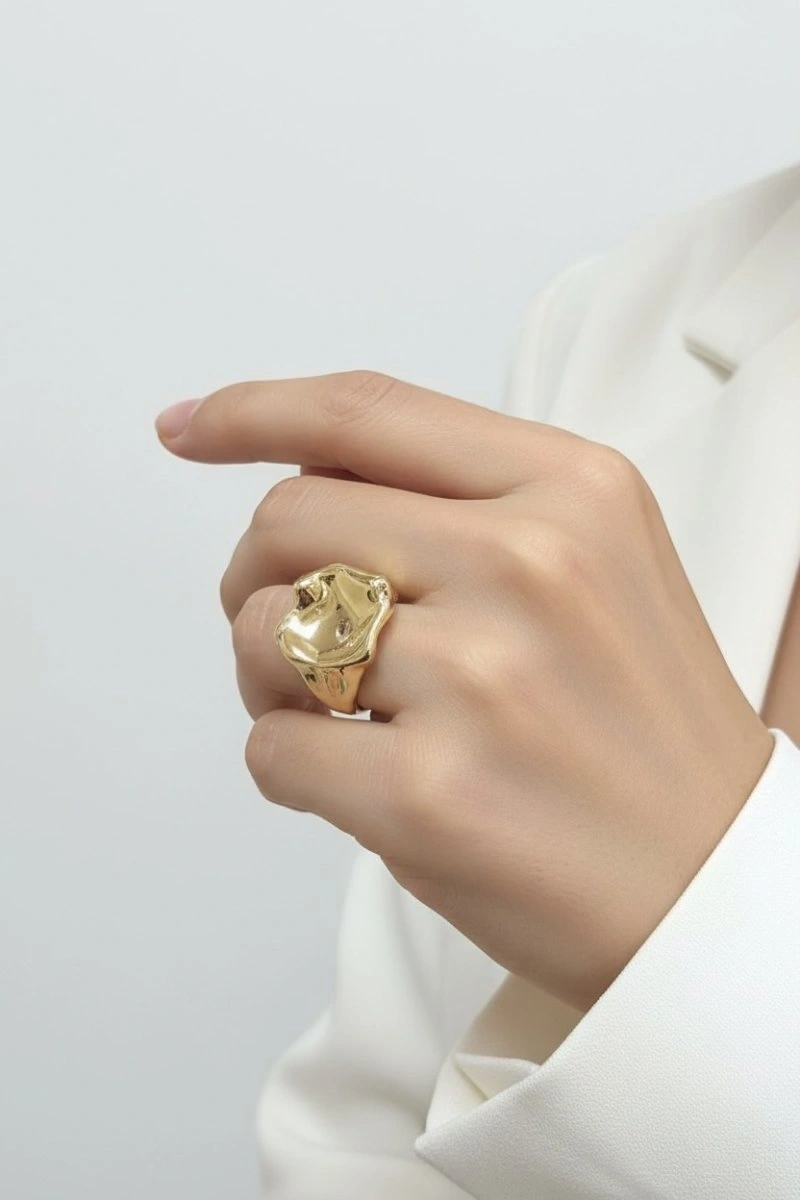 Celeste Zarafet Model Ayarlanabilir Gold Altın Kaplama Yüzük