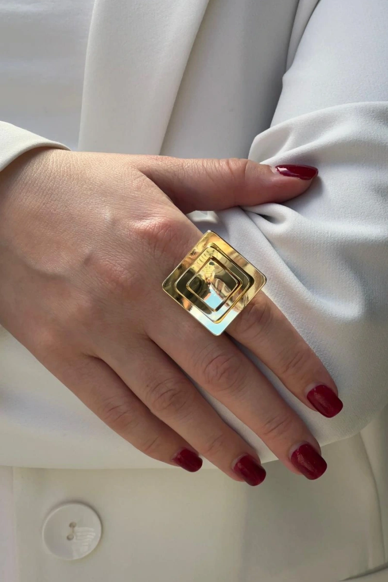 Lux Model Ayarlanabilir Gold Altın Kaplama Yüzük