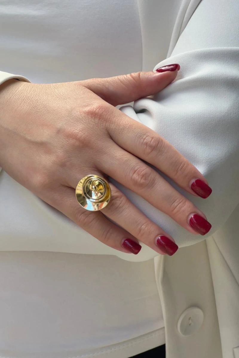 Bold Model Ayarlanabilir Gold Altın Kaplama Yüzük