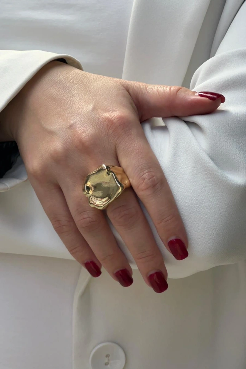 Spike Model Ayarlanabilir Gold Altın Kaplama Yüzük