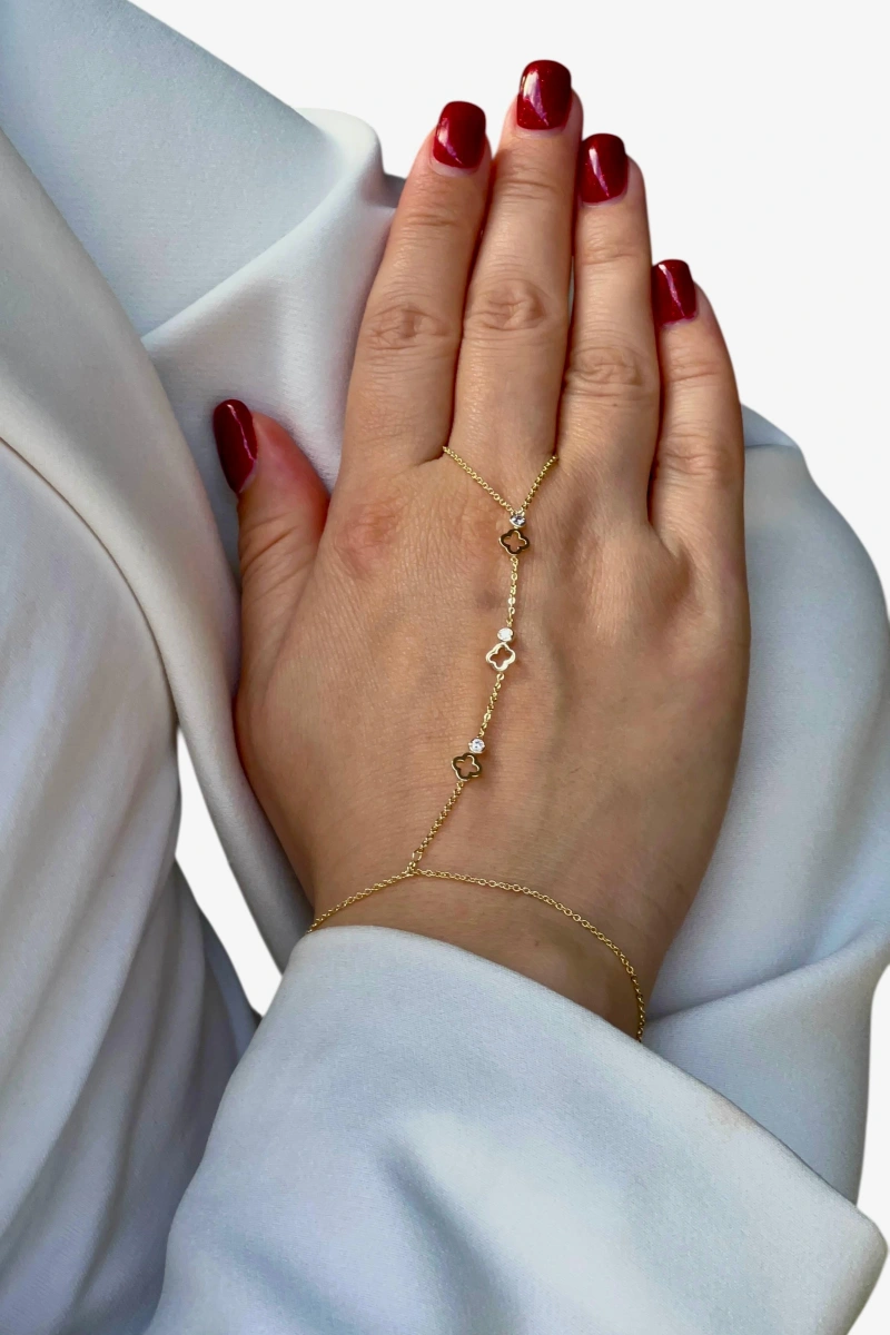 Düz Zincir Model Boş Yonca Detay Gold Altın Kaplama Şahmeran