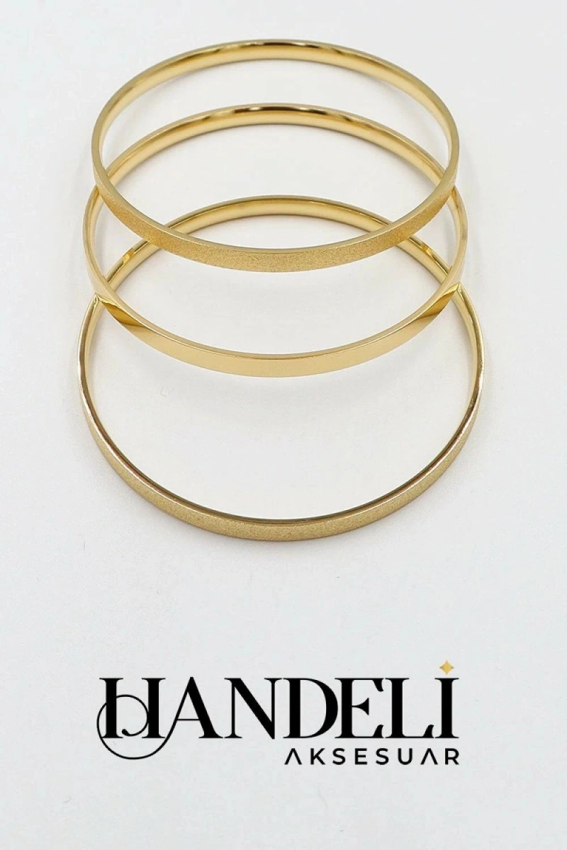 Kesme Ajda Model Sim Detay Gold Altın Kaplama Çelik Bileklik