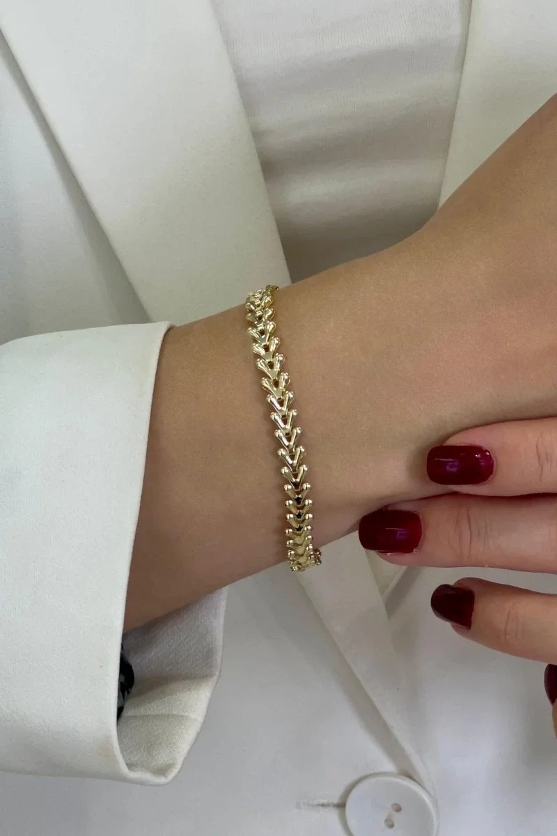 Düz Üçgen Model Gold Altın Kaplama Bileklik