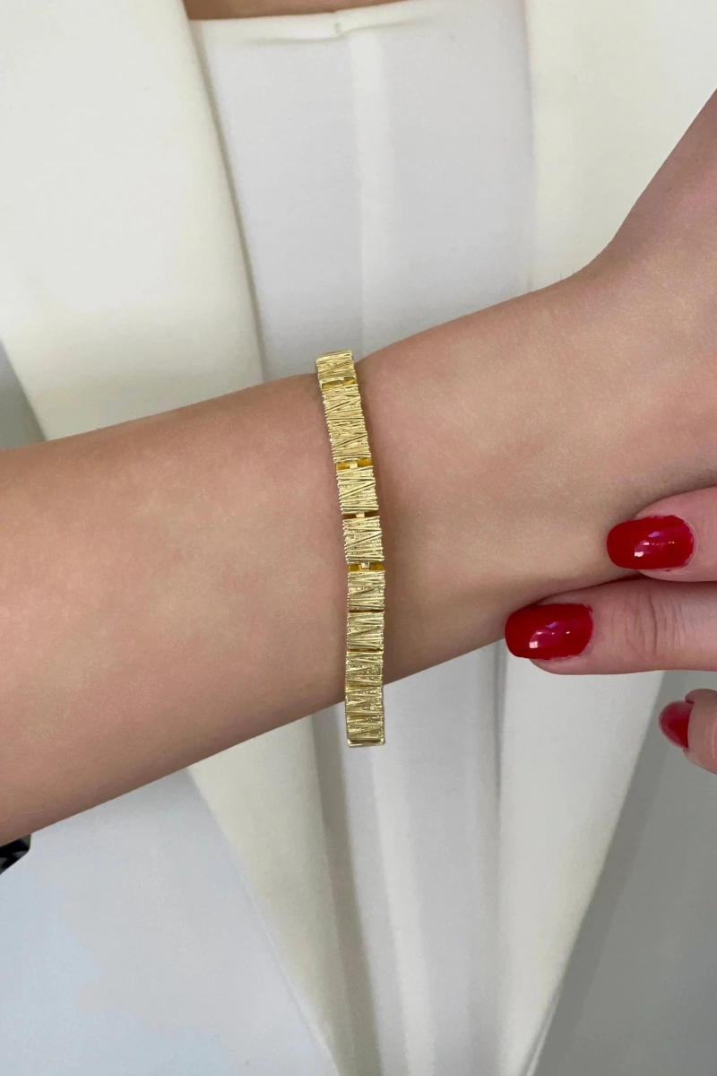 Simli Zincir Gurmet Model Gold Altın Kaplama Bileklik