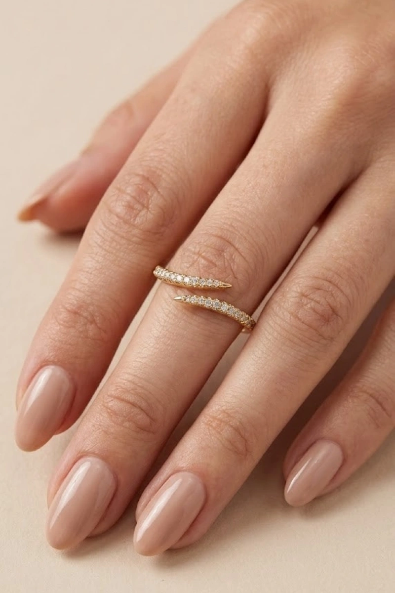 Taş Detaylı Gold Altın Kaplama Yüzük