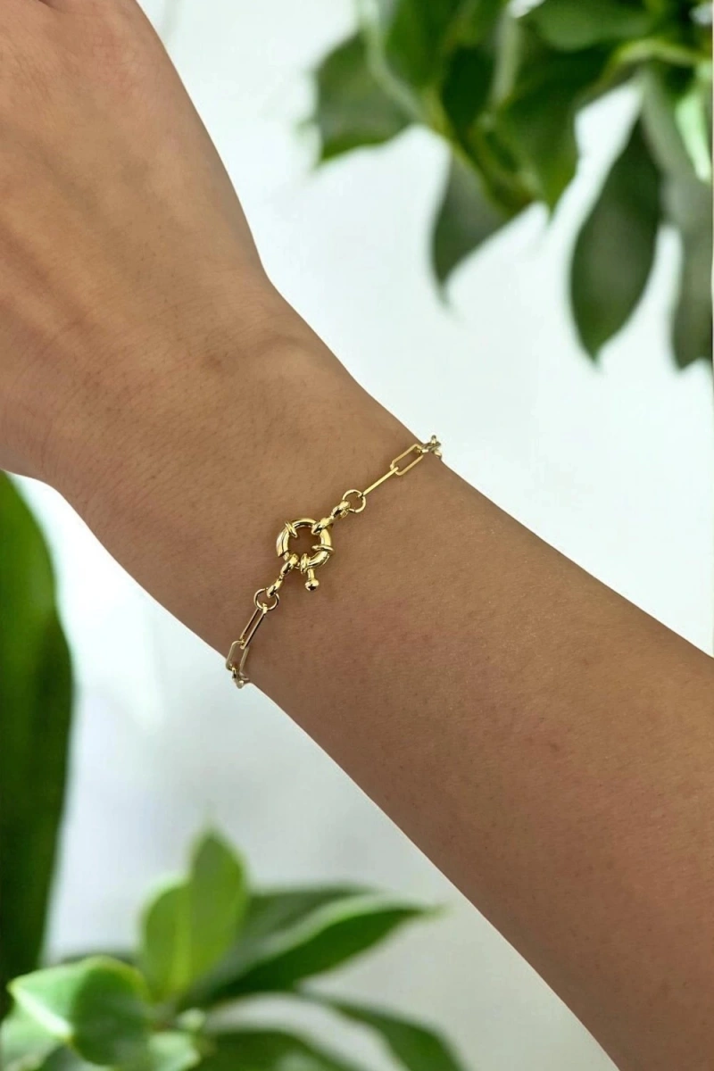 Dümen Kilit Artemis Zincir Gold Altın Kaplama Bileklik