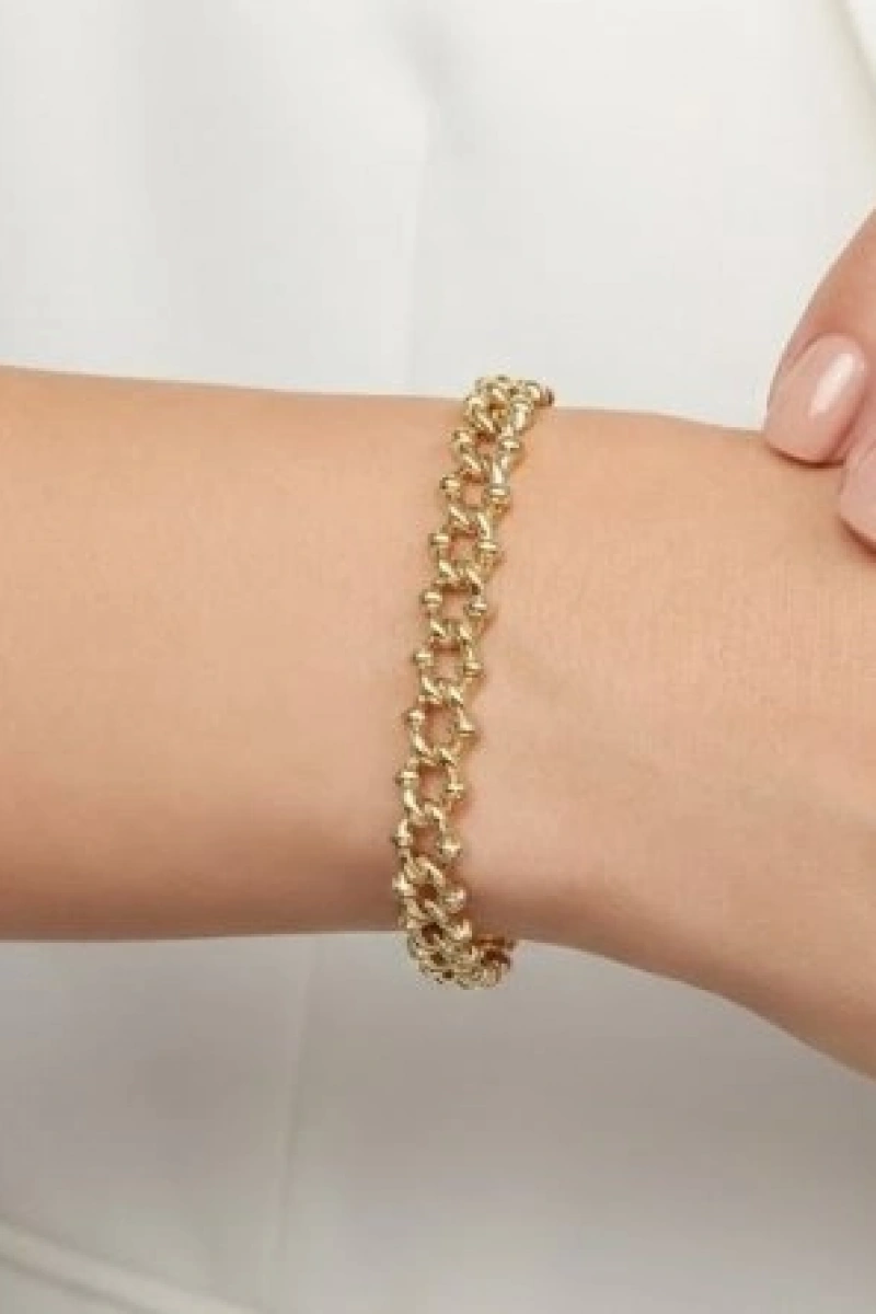 Nokta Desen Geçiş Model Gold Altın Kaplama Bileklik