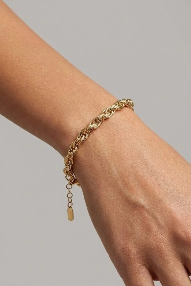 Çizgi Desen Mirror Model Gold Altın Kaplama Bileklik