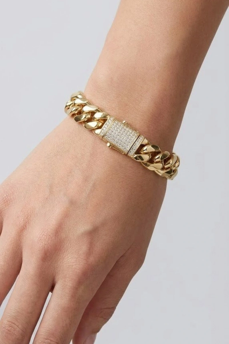 Milan Zincir Taşlı Gurmet Model Gold Altın Kaplama Bileklik