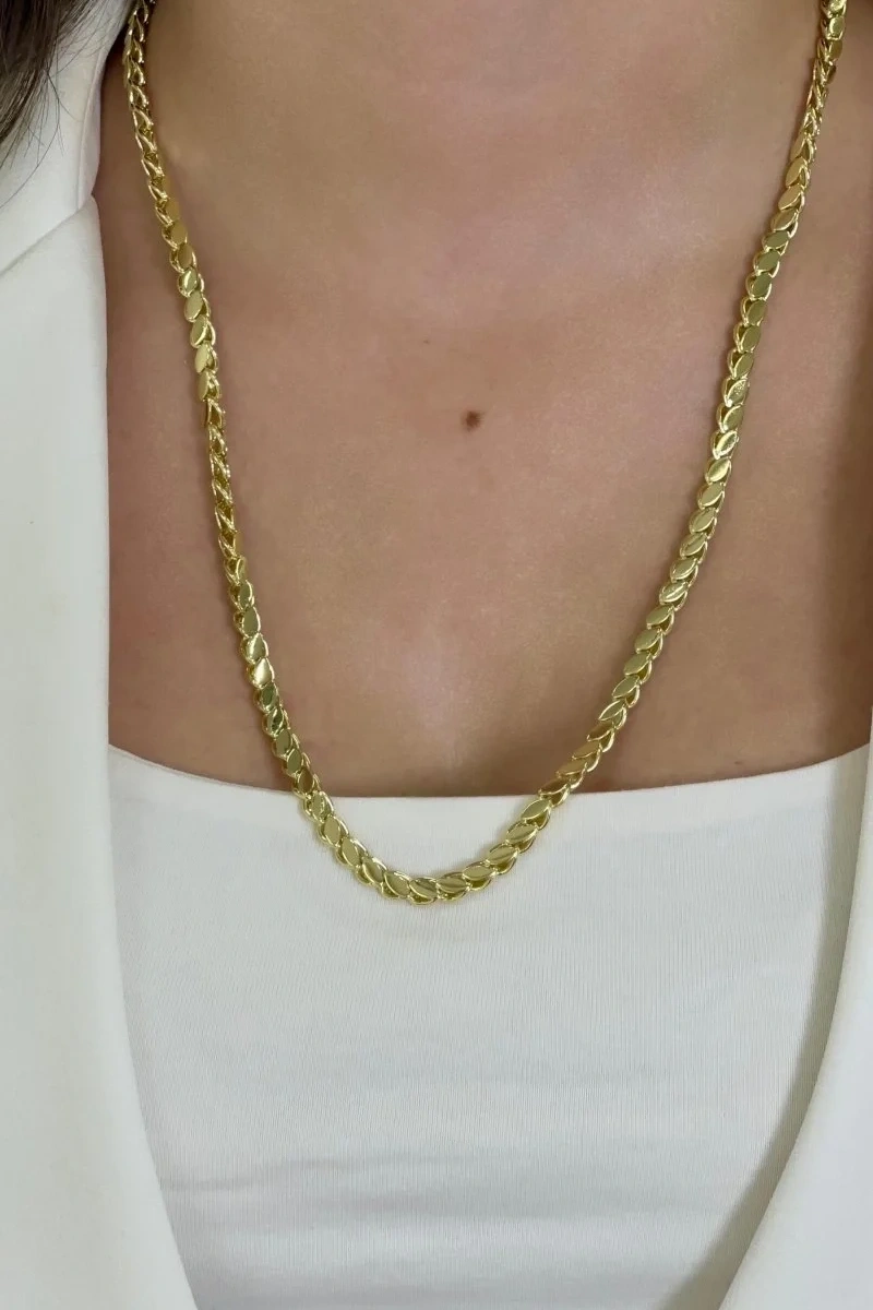 Kuyum Model Uzun Arpa Zincir Gold Altın Kaplama Kolye