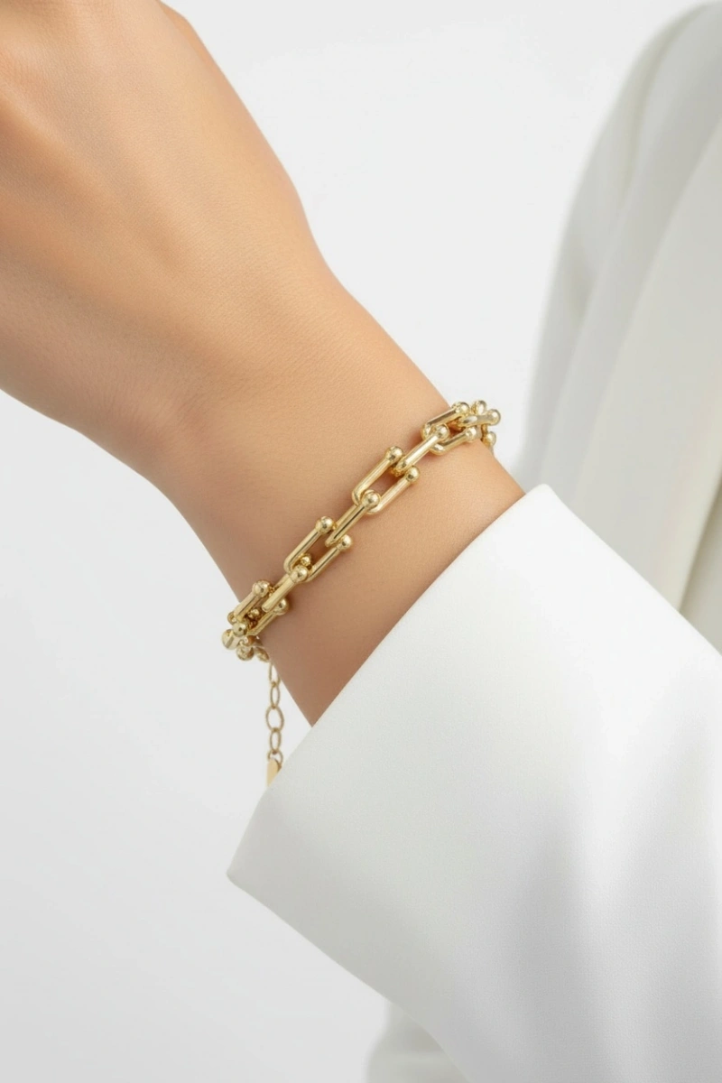 Top Detay Nal Model Gold Altın Kaplama Bileklik