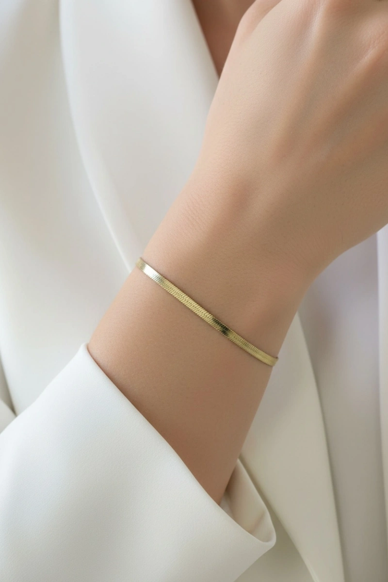 İnce İtalyan Model Gold Altın Kaplama Bileklik