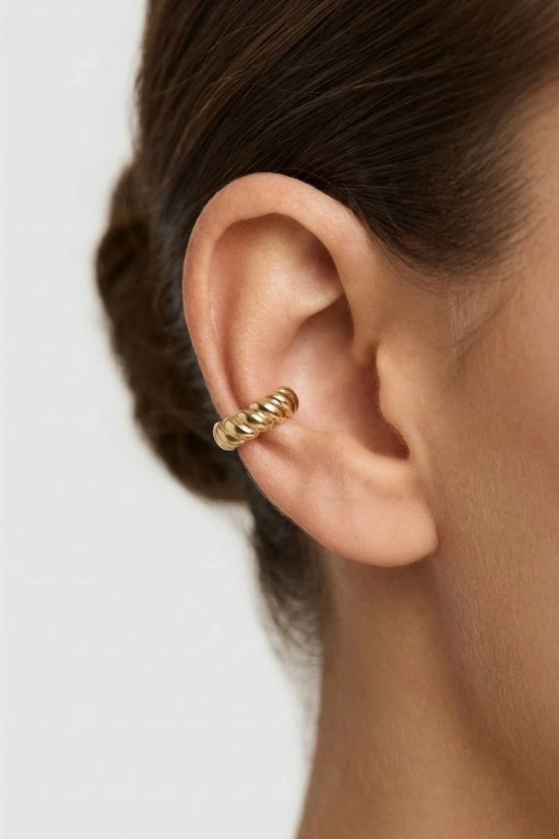 Burgu Detay Gold Altın Kaplama Ear Cuff