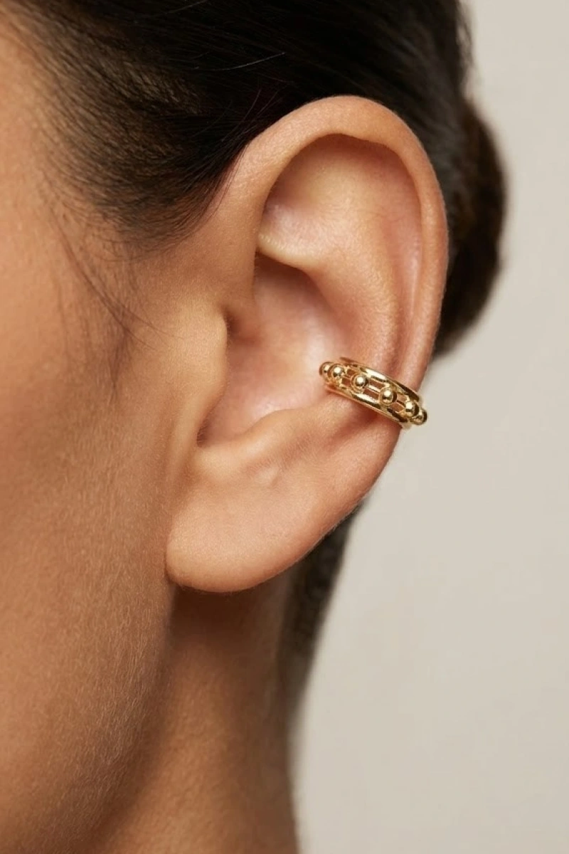 Dorika Geçiş Model Gold Altın Kaplama Ear Cuff