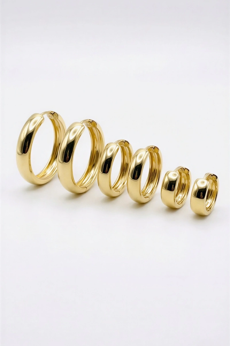 Altılı Gold Altın Kaplama Düz Çoklu Küpe