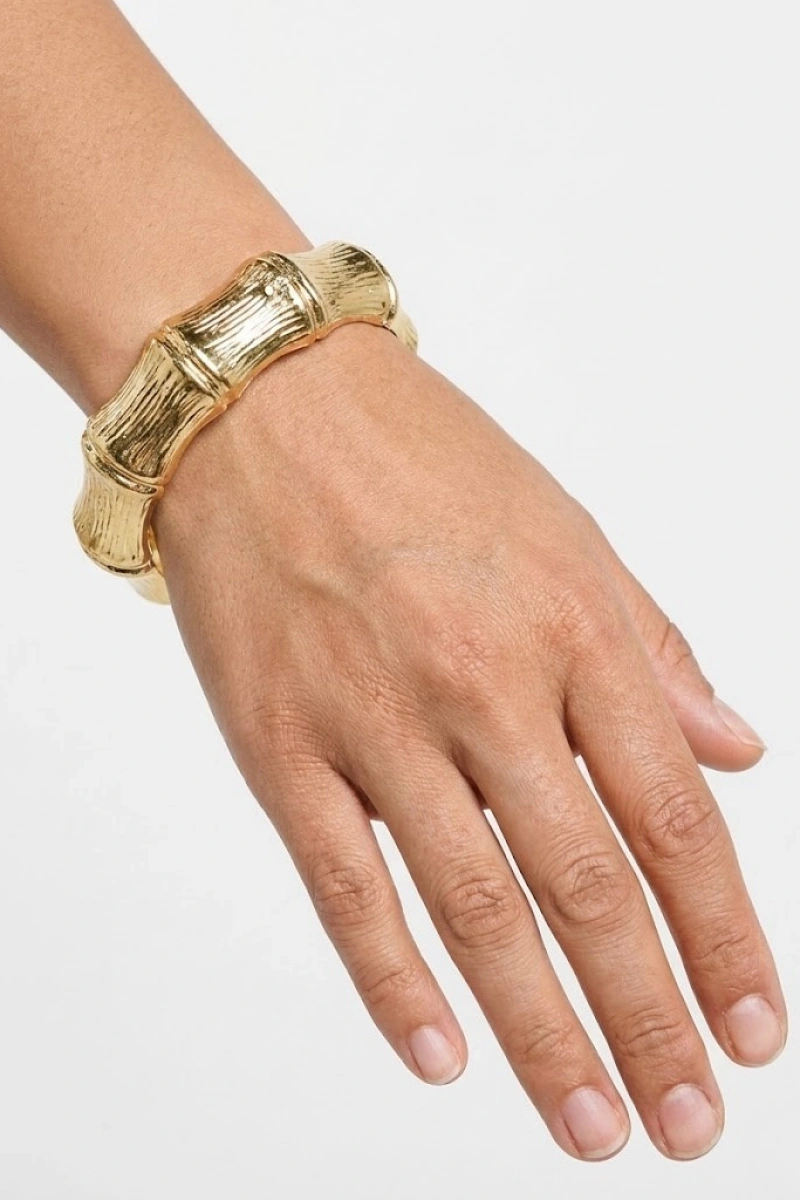 Bone Model Çizgi Detay Gold Altın Kaplama Kelepçe