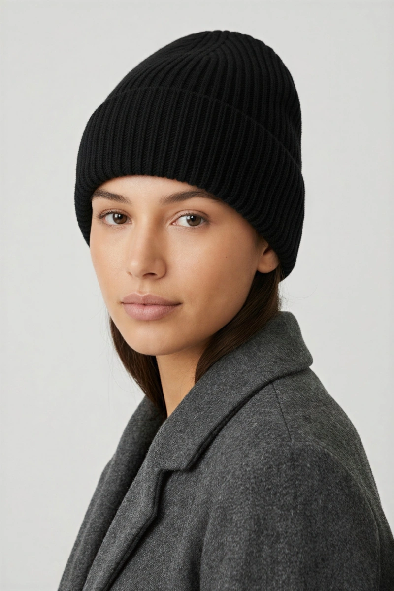 Siyah Fitilli Düz Model Şapka